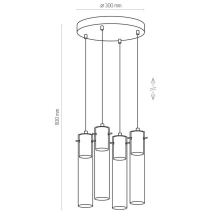 Suspension filaire LOOK GRAPHITE 4xGU10/50W/230V