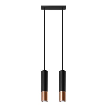 Suspension filaire LOOPEZ 2xGU10/10W/230V noir/cuivre
