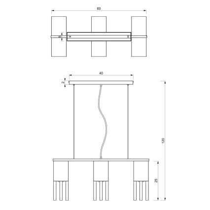 Suspension filaire MALM 3xE27/60W/230V