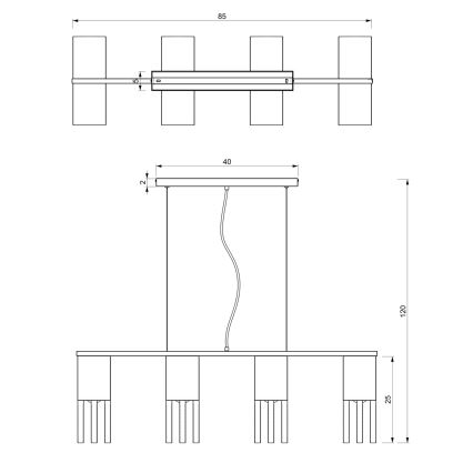 Suspension filaire MALM 4xE27/60W/230V