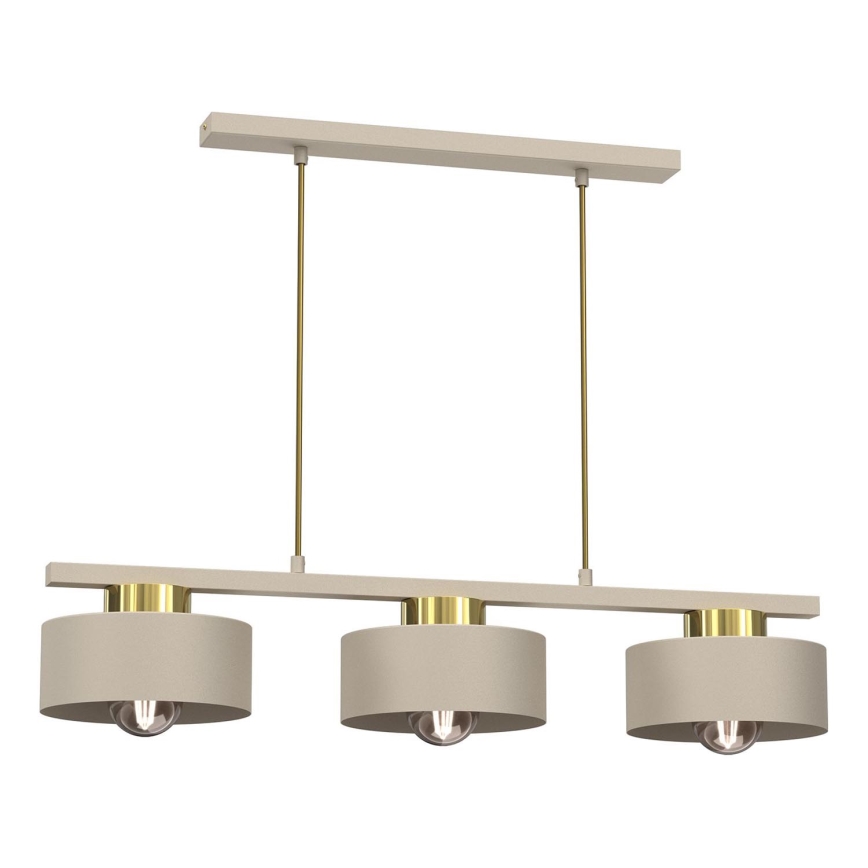 Suspension filaire MARTI 3xE27/15W/230V beige/doré