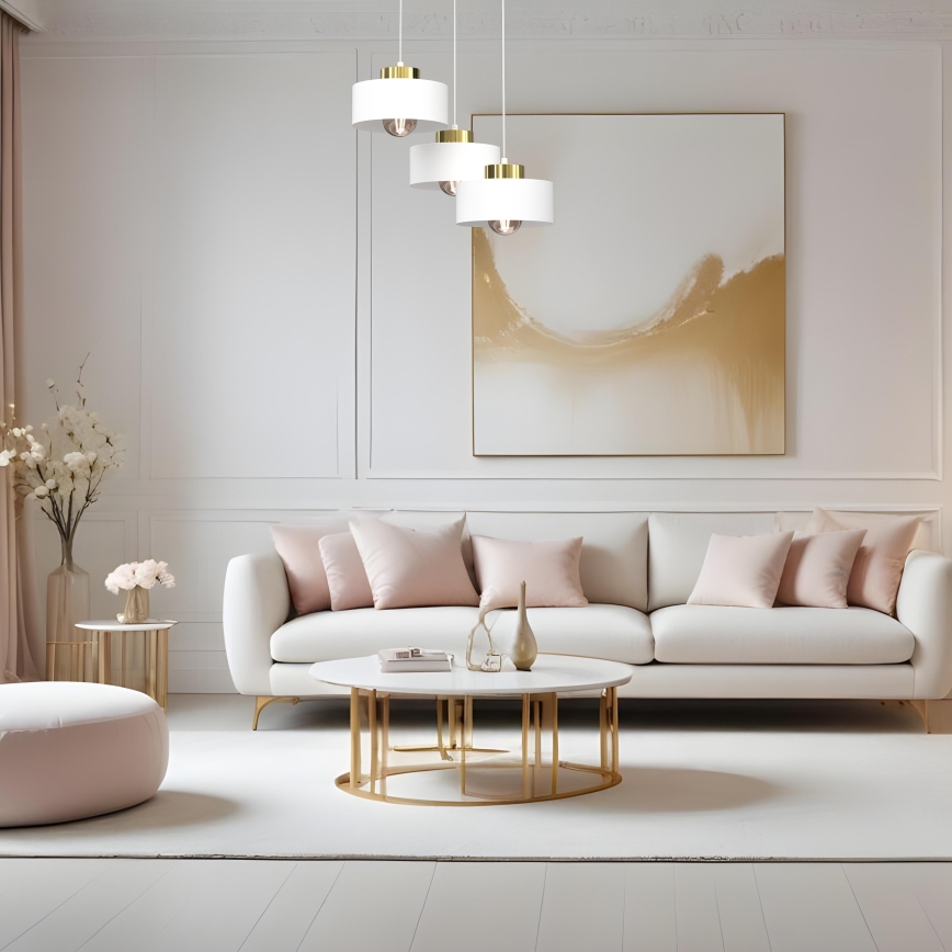 Suspension filaire MARTI 3xE27/15W/230V blanc/doré