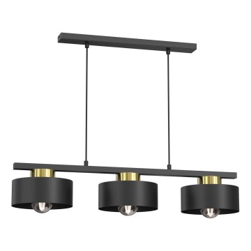 Suspension filaire MARTI 3xE27/15W/230V noir/doré