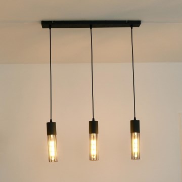 Suspension filaire MELODY 3xE27/15W/230V noir