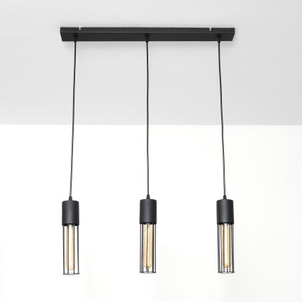 Suspension filaire MELODY 3xE27/15W/230V noir