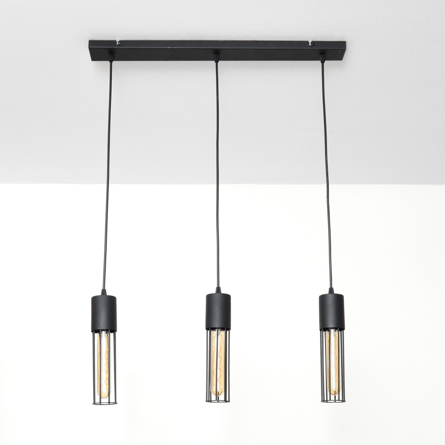 Suspension filaire MELODY 3xE27/15W/230V noir