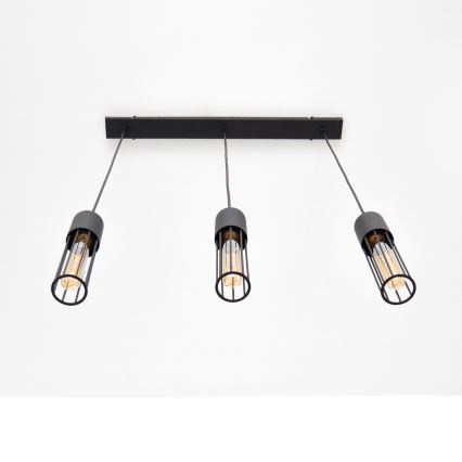 Suspension filaire MELODY 3xE27/15W/230V noir