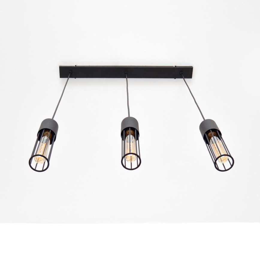 Suspension filaire MELODY 3xE27/15W/230V noir