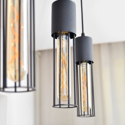 Suspension filaire MELODY 3xE27/15W/230V noir