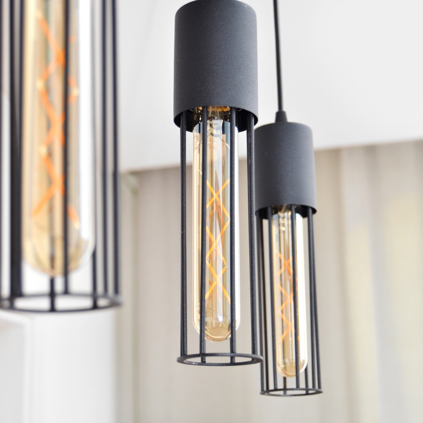 Suspension filaire MELODY 3xE27/15W/230V noir