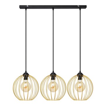 Suspension filaire MERCURE 3xE27/15W/230V doré/noir