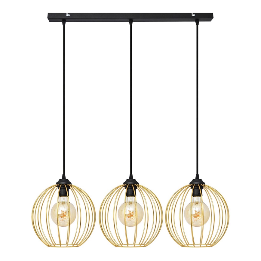 Suspension filaire MERCURE 3xE27/15W/230V doré/noir