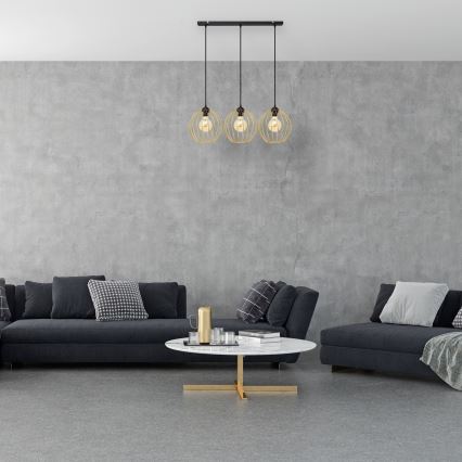 Suspension filaire MERCURE 3xE27/15W/230V doré/noir