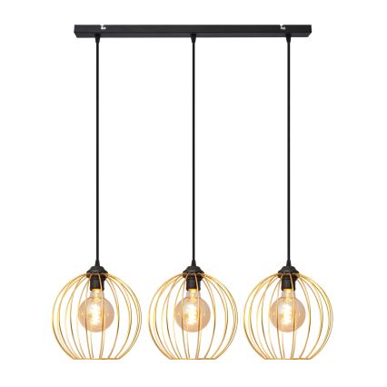 Suspension filaire MERCURE 3xE27/15W/230V doré/noir