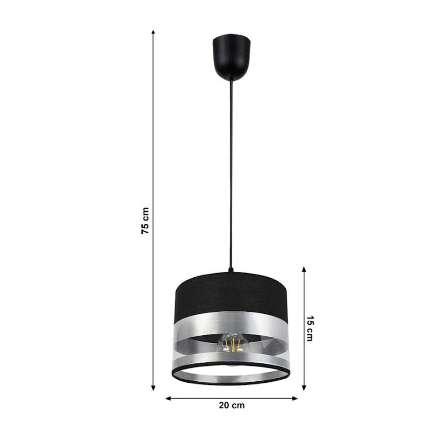 Suspension filaire MILO 1xE27/60W/230V argentée/noire