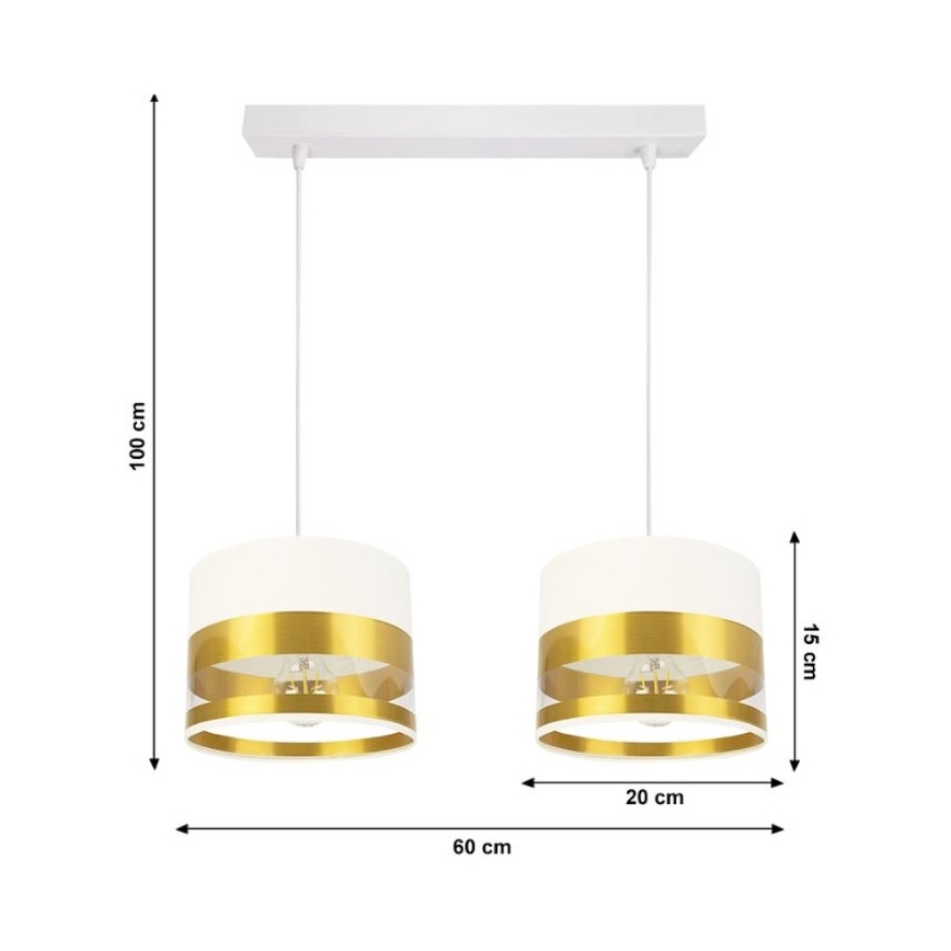 Suspension filaire MILO 2xE27/60W/230V dorée