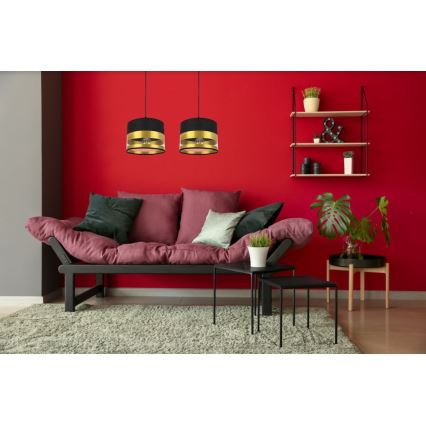 Suspension filaire MILO 2xE27/60W/230V dorée/noire