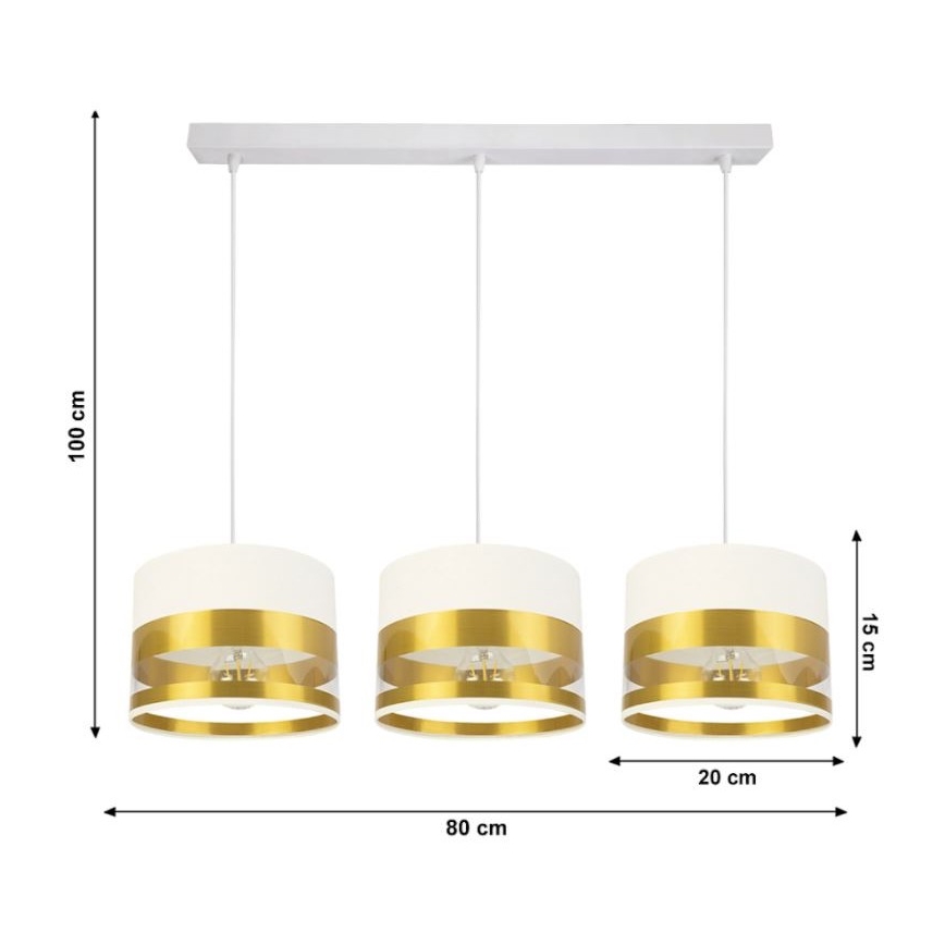 Suspension filaire MILO 3xE27/60W/230V dorée