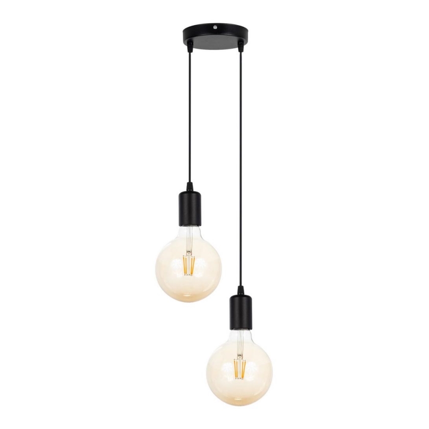 Suspension filaire MIROS 2xE27/60W/230V rond noir