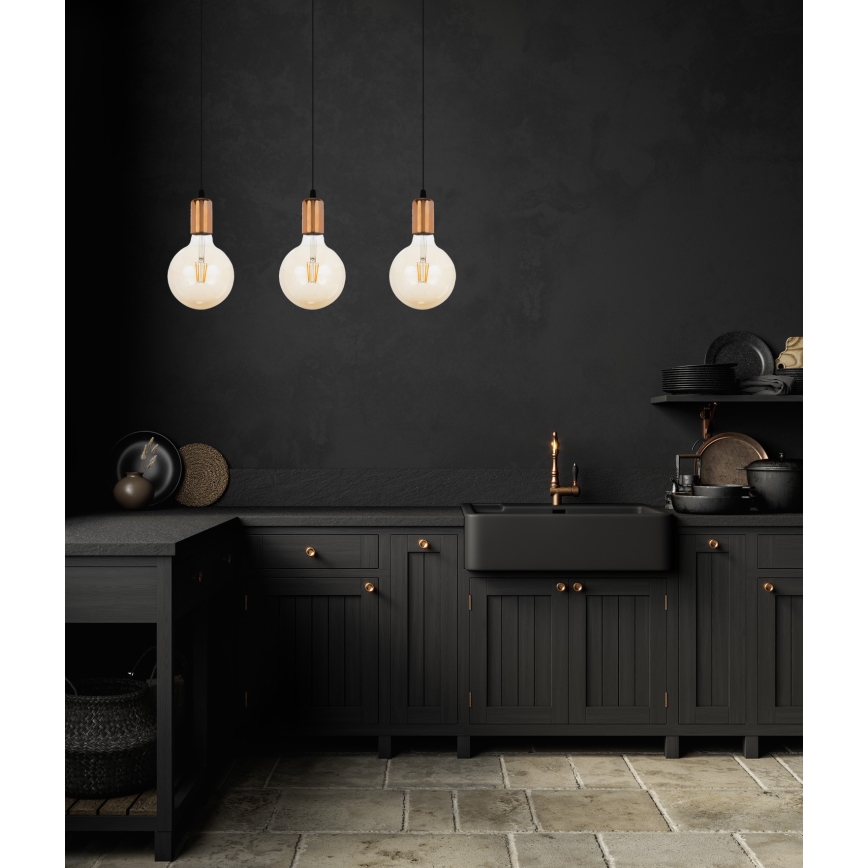 Suspension filaire MIROS 3xE27/60W/230V noir/cuivre