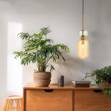 Suspension filaire MOLLY 1xE14/40W/230V d. 12 cm doré/orange/vert