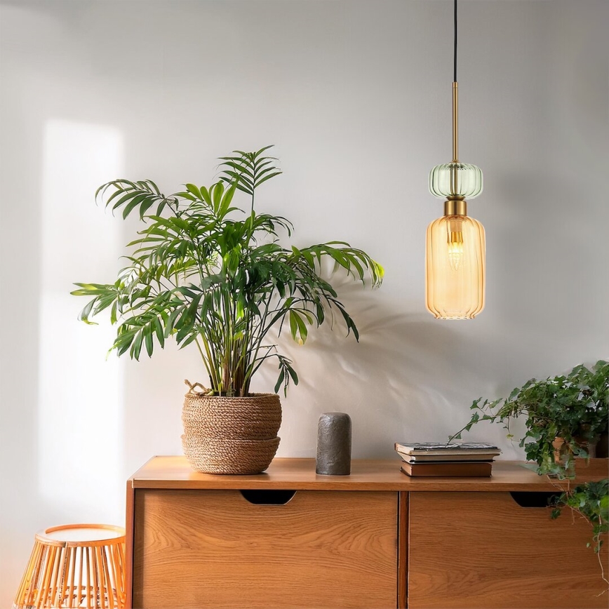 Suspension filaire MOLLY 1xE14/40W/230V d. 12 cm doré/orange/vert