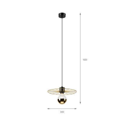 Suspension filaire MONTANA 1xE27/15W/230V d. 30 cm doré/noir