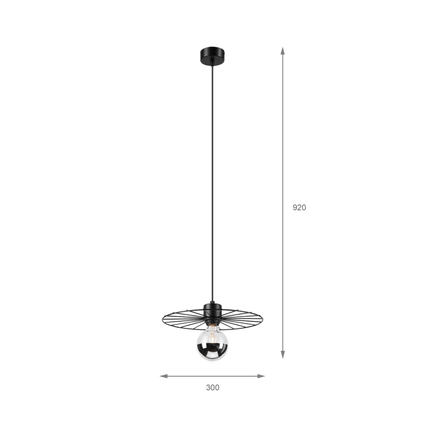 Suspension filaire MONTANA 1xE27/15W/230V d. 30 cm noir