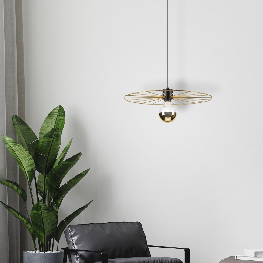 Suspension filaire MONTANA 1xE27/15W/230V d. 45 cm doré/noir