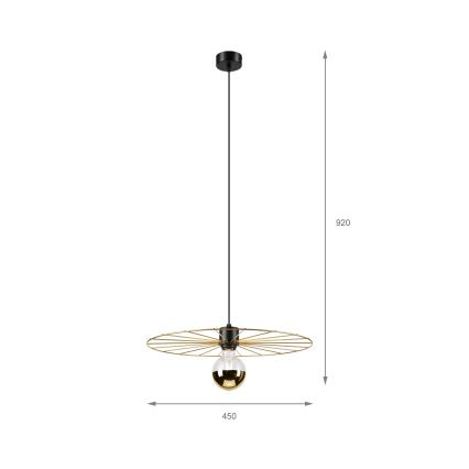 Suspension filaire MONTANA 1xE27/15W/230V d. 45 cm doré/noir