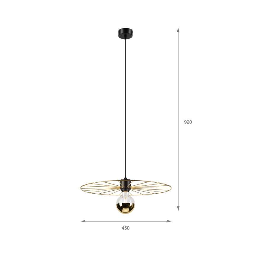 Suspension filaire MONTANA 1xE27/15W/230V d. 45 cm doré/noir
