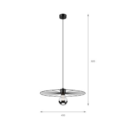 Suspension filaire MONTANA 1xE27/15W/230V d. 45 cm noir