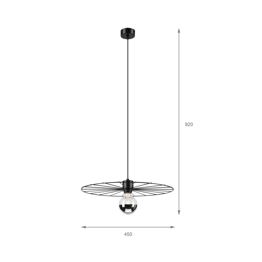 Suspension filaire MONTANA 1xE27/15W/230V d. 45 cm noir