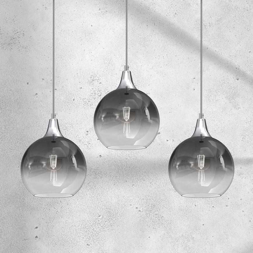 Suspension filaire MONTE 3xE27/60W/230V d. 20 cm chrome mat