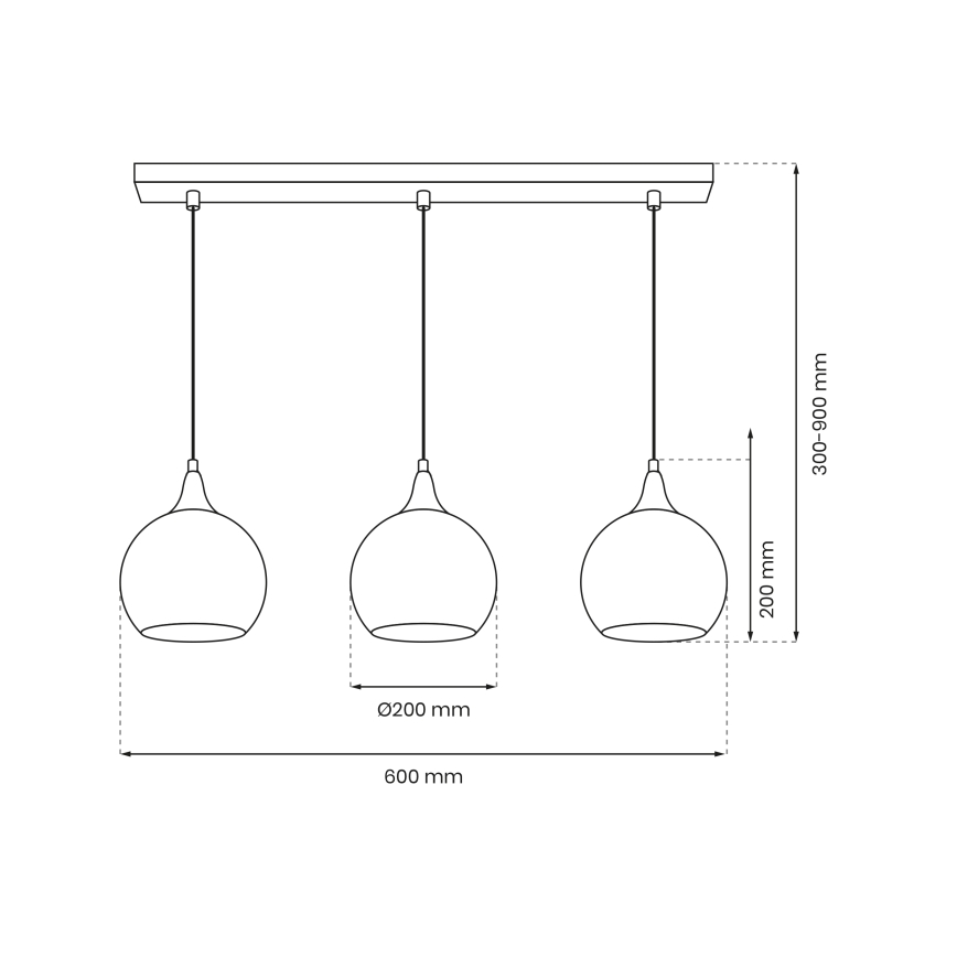 Suspension filaire MONTE 3xE27/60W/230V d. 20 cm chrome mat