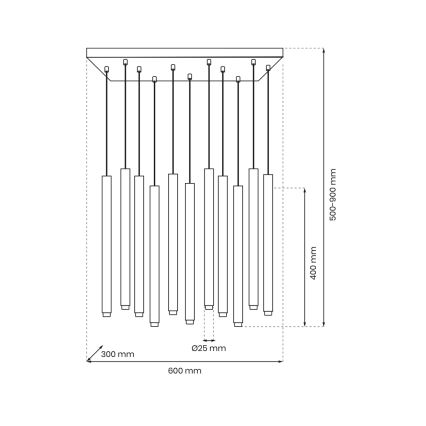 Suspension filaire MONZA 11xG9/8W/230V noir