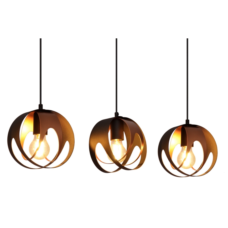 Suspension filaire MOONLIGHT 3xE27/15W/230V noir/cuivre