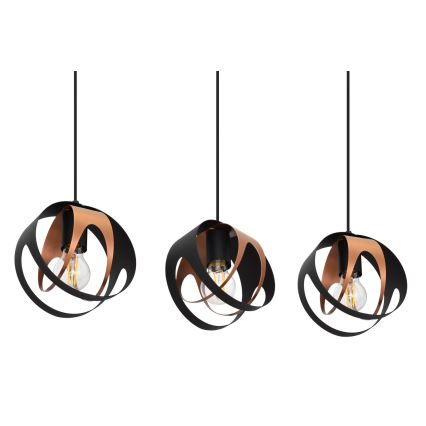Suspension filaire MOONLIGHT 3xE27/15W/230V noir/cuivre