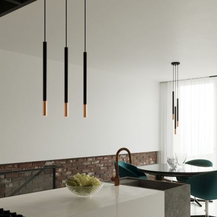 Suspension filaire MOSAIC 3xG9/12W/230V noire/cuivre