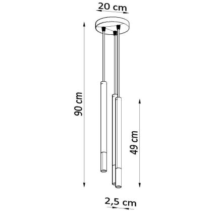 Suspension filaire MOSAIC 3xG9/12W/230V noire/cuivre