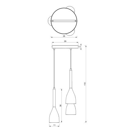 Suspension filaire MUZA NEW 3xE27/60W/230V hêtre/blanc