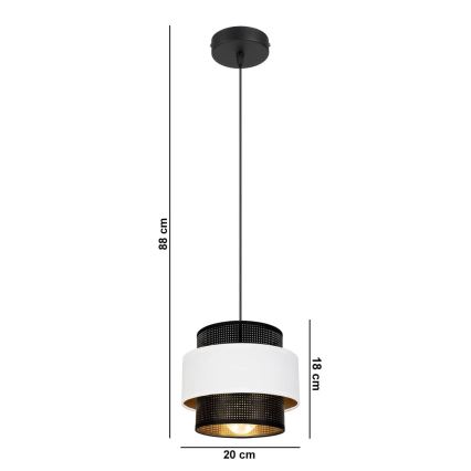 Suspension filaire NESS 1xE27/60W/230V noire/blanche