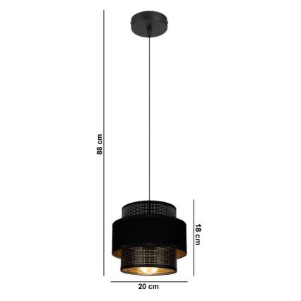 Suspension filaire NESS 1xE27/60W/230V noire