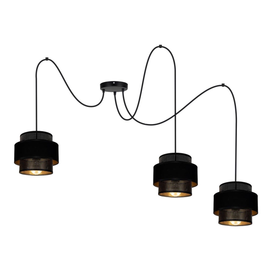 Suspension filaire NESS 3xE27/60W/230V araignée noir
