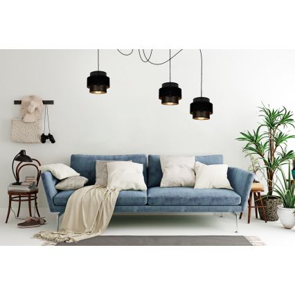 Suspension filaire NESS 3xE27/60W/230V araignée noir