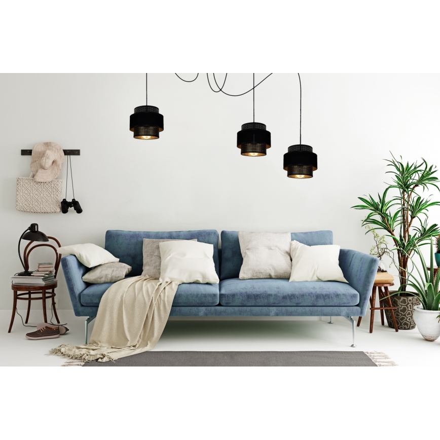 Suspension filaire NESS 3xE27/60W/230V araignée noir