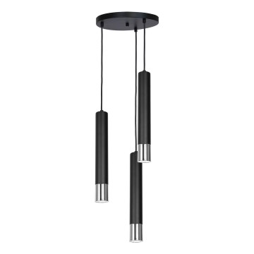 Suspension filaire NEST 3xGU10/8W/230V noir/chrome brillant