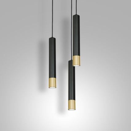 Suspension filaire NEST 3xGU10/8W/230V noir/doré rond