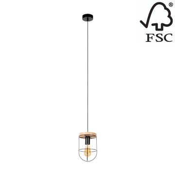 Suspension filaire NETUNO 1xE27/60W/230V chêne - certifié FSC