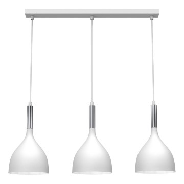 Suspension filaire NOAK 3xE27/15W/230V blanc/chrome brillant